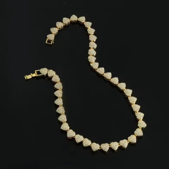 Heart Shape Cubin Chain Necklace Iced Out Men Jewelry 18” - Picture 7 of 11